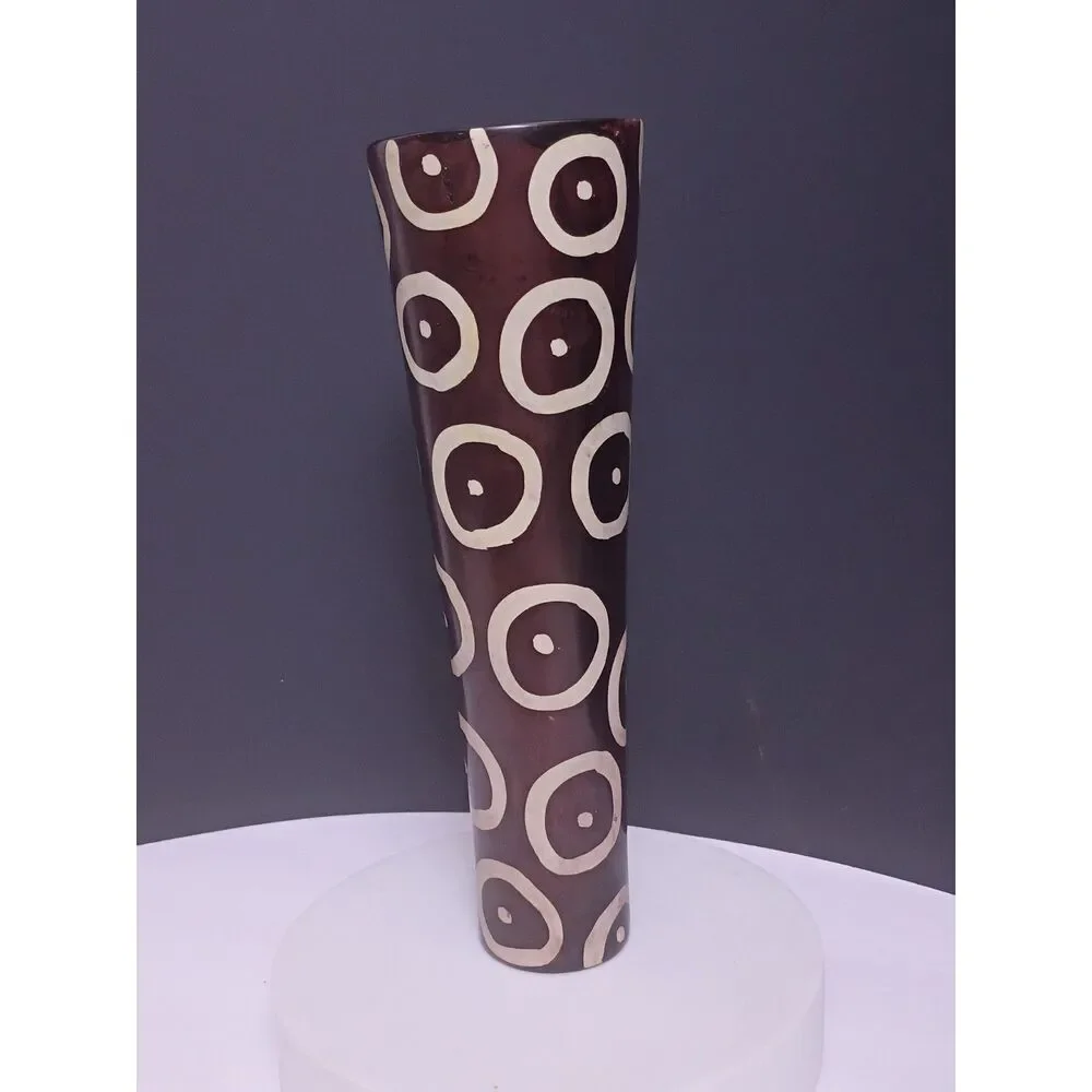 Buffalo Boutique Tapered Cast Metal Vase Circle Design Handcrafted Western Décor